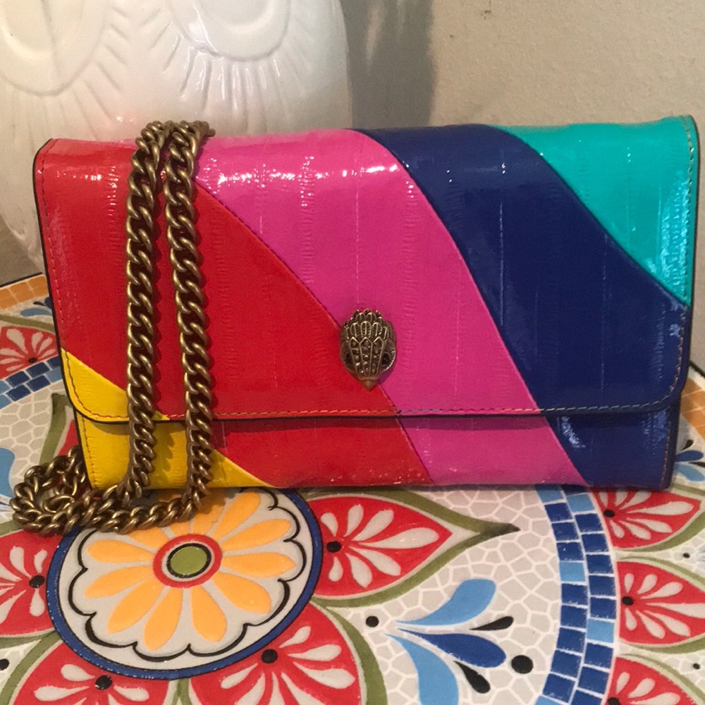 KURT GEIGER LONDON Kensington Multi Color Stripe Chain Wallet